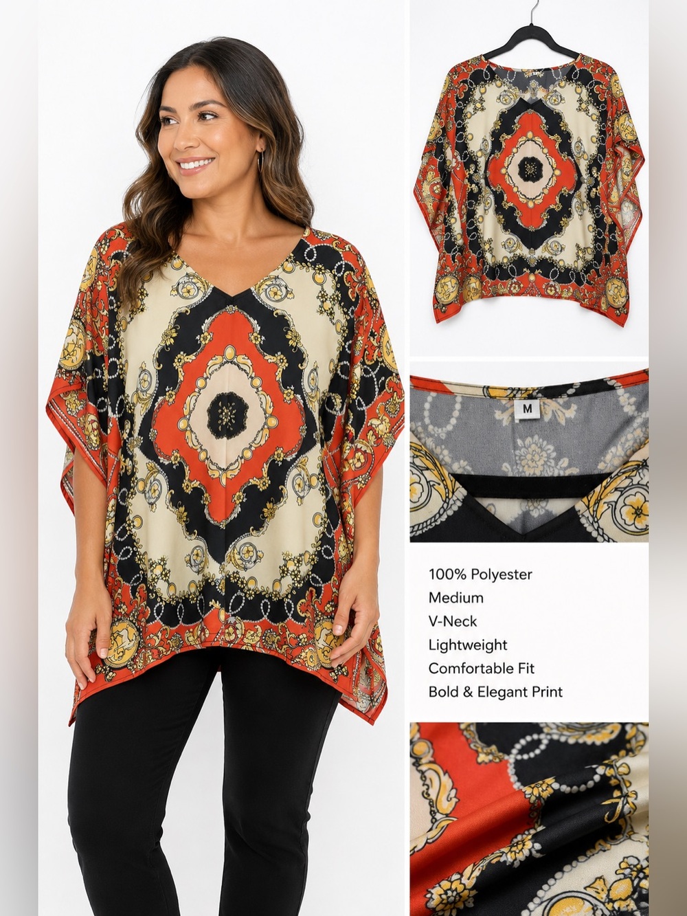 Boho Baroque Print Kimono Blouse – Medium
